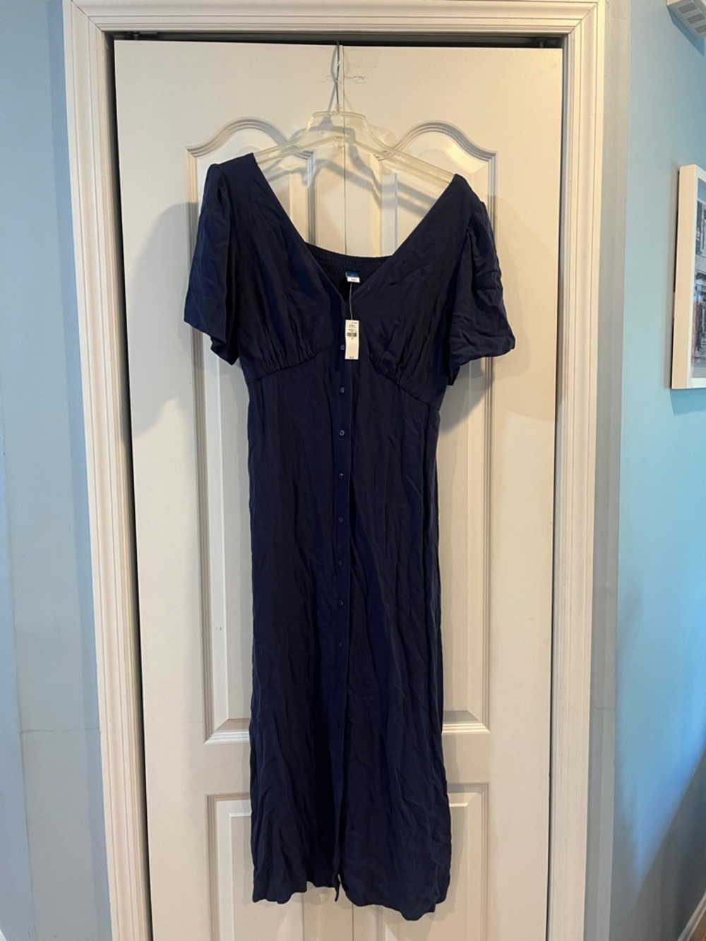Old Navy Navy Button-Front Midi Dress